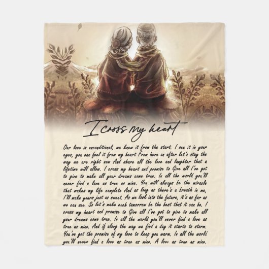 アイクロスマイハートカップルゴールデンアニバシギフト フリースブランケット (正面)