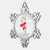 アイコお気に入りのンパーソナライズされた・クリスマスキャンディ スノーフレークピューターオーナメント (右)