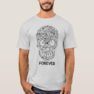 アイコアートン自転車スカル- Forever 1 Tシャツ