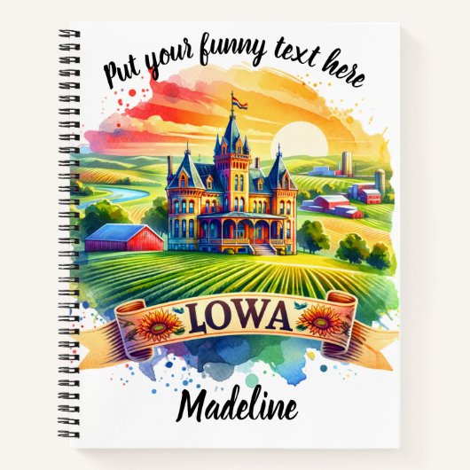 アイコカラフルニックなアイオワ州の農家の描写 ノートブック (正面)