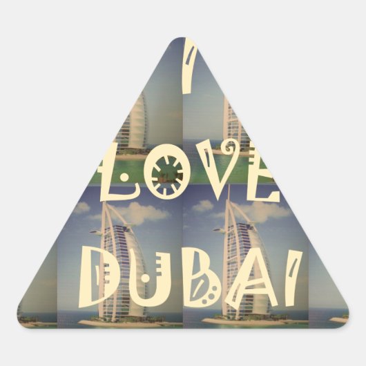 アイコニックなドバイ:「I Love Dubai」ベクトルグラフィックデザイン 三角形シール (正面)