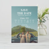 アイコニックなレトロ写真の結婚式 セーブザデート (スタンド正面)