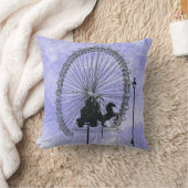 アイコニックなロンドンのアトラクションペンとインクブルーバイオレット クッション (ブランケット)