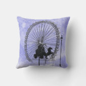 アイコニックなロンドンのアトラクションペンとインクブルーバイオレット クッション (裏面)