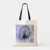 アイコニックなロンドンのアトラクションペンとインクブルーバイオレット トートバッグ (裏面)