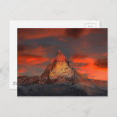 アイコニックアルパインマウンテンマターホルンアットサンセット ポストカード (正面/裏面)