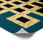 アイコニックアールデコ-ティール（緑がかった色）ブラックと金ゴールド ポスター (角)