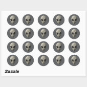 アイコニックグレイエイリアン顔 | SF UFO Extraterrestri ラウンドシール (シート)