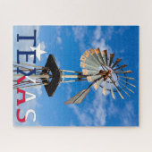 アイコニックテキサス州イメージ、風車、テキサス州ロゴ ジグソーパズル (横)