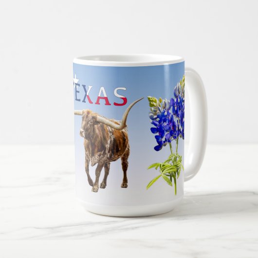 アイコニックテキサス州オンライトブルー,マグカップ コーヒーマグカップ (正面右)