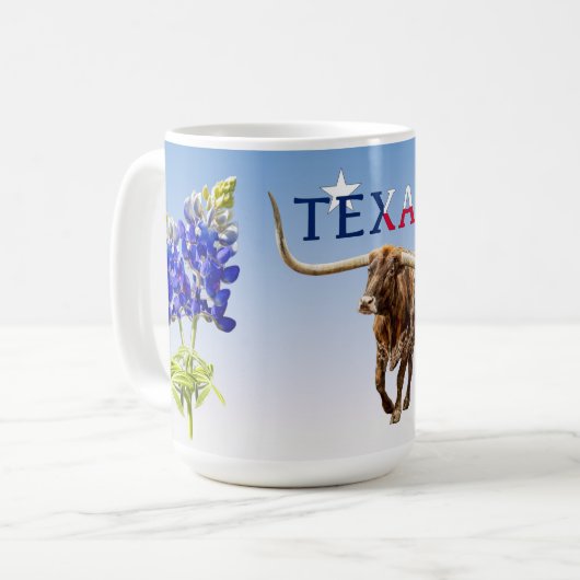 アイコニックテキサス州オンライトブルー,マグカップ コーヒーマグカップ (正面左)