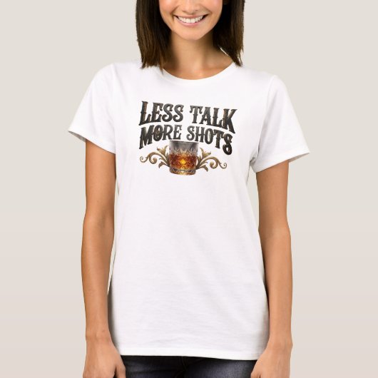 アイコニックピンクLESS+TALK+MORE+SHOTS Tシャツ (正面)
