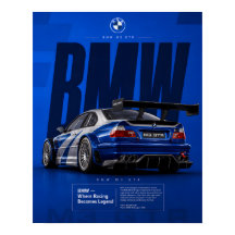 アイコニックブルーモータースポーツレーシングカーポスター | M3 GTR