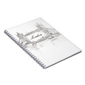 アイコニックロンドンタワーブリッジブラックアンドホワイトスケッチ ノートブック (右側)