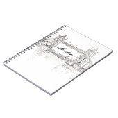 アイコニックロンドンタワーブリッジブラックアンドホワイトスケッチ ノートブック (左側)