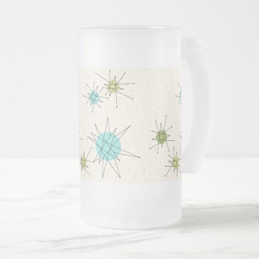 アイコニック原子スターバストすりガラス製マグカップ フロストグラスビールジョッキ (正面右)