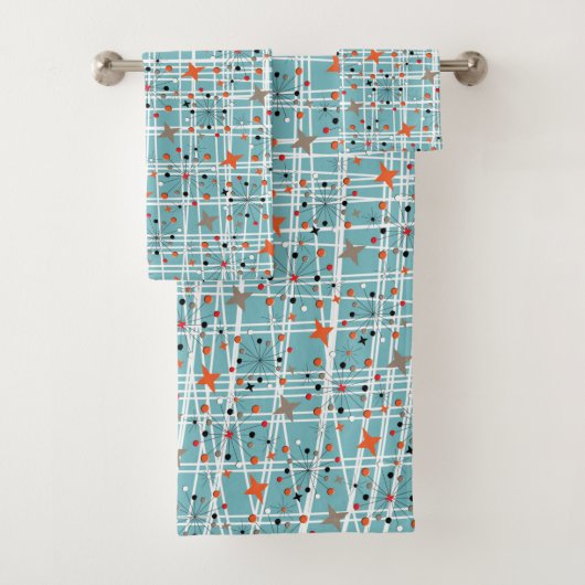 アイコニック1950年代の原子スターバストレトロデザイン バスタオルセット (インサイチュ)