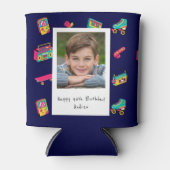 アイコニック90の誕生日ギフト、ネイビーブルーと写真 缶クーラー (正面)