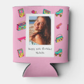 アイコニック90の誕生日ギフト、写真とピンク 缶クーラー (正面)