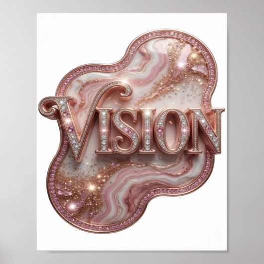 アイコニック ゴールド VISION 3Dテキストアート ポスター (正面)