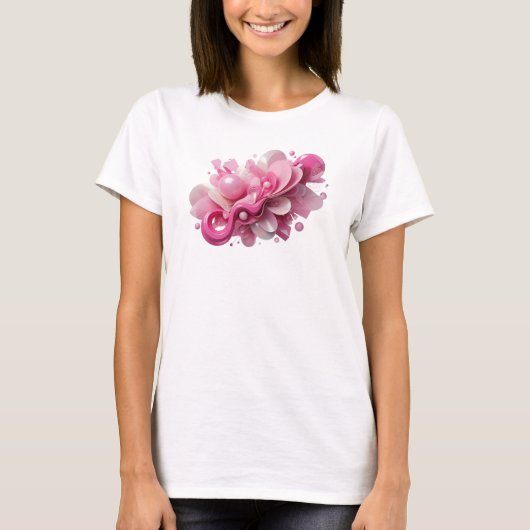 アイコニック ピンクの抽象芸術デザイン Tシャツ (正面)