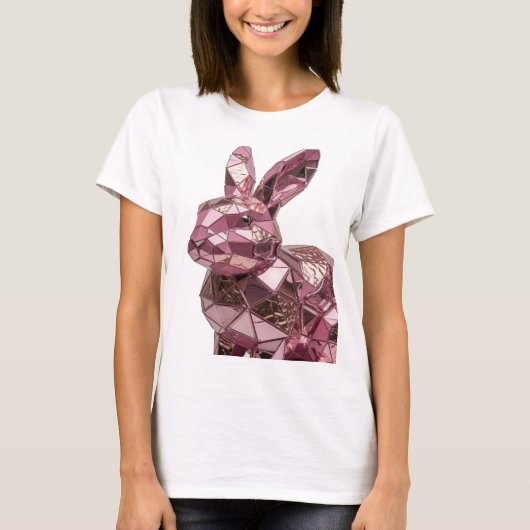 アイコニック ピンクの抽象芸術デザイン Tシャツ (正面)