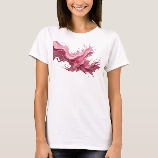 アイコニック ピンクの抽象芸術 アートプリント Tシャツ (正面)