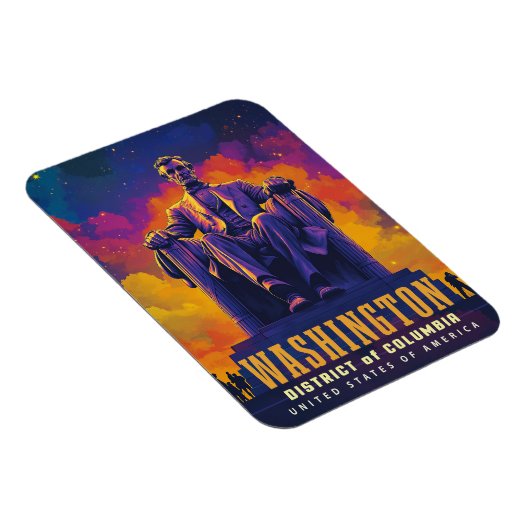 アイコニック・ワシントンDCとリンカーン・メモリアル マグネット (右側)