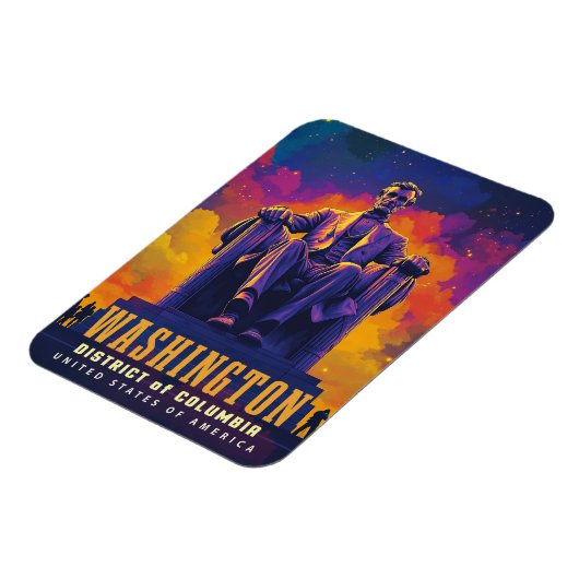 アイコニック・ワシントンDCとリンカーン・メモリアル マグネット (左側)