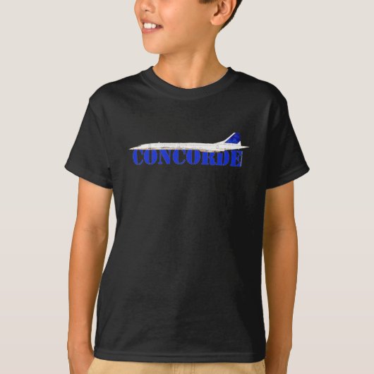 アイコニックConcorde Jetとブルーはっきりしたタイポグラフィ Tシャツ (正面)