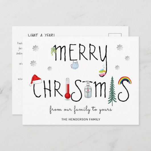 アイコニックCovid19パーソナライズされたクリスマスホリデー ポストカード (正面/裏面)