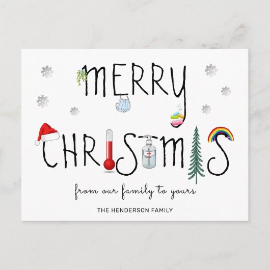 アイコニックCovid19パーソナライズされたクリスマスホリデー ポストカード (正面)