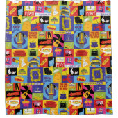 アイコニックFRIENDS™パターン シャワーカーテン (正面)