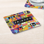 アイコニックFRIENDS™パターン スクエアペーパーコースター (アングル)