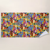 アイコニックFRIENDS™パターン ビーチタオル (正面)