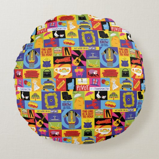 アイコニックFRIENDS™パターン ラウンドクッション (正面)
