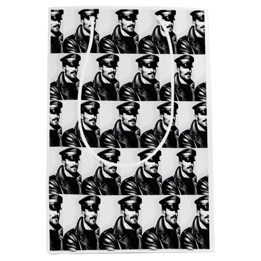 アイコニックLGBTQゲイレザーダディ ミディアムペーパーバッグ (正面)