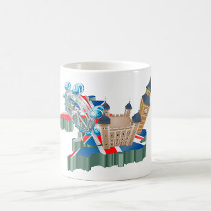 アイコニックLondon Landmarks UKマップ(ブリティッシュ・トラベル) コーヒーマグカップ