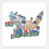 アイコニックLondon Landmarks UKマップ(ブリティッシュ・トラベル) スクエアシール (正面)