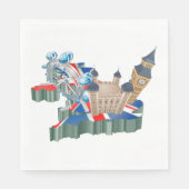 アイコニックLondon Landmarks UKマップ（ブリティッシュ・トラベル） スタンダードランチョンナプキン (正面)