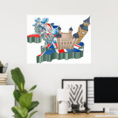 アイコニックLondon Landmarks UKマップ(ブリティッシュ・トラベル) ポスター (ホームオフィス)