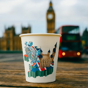 アイコニックLondon Landmarks UKマップ（ブリティッシュ・トラベル） 紙コップ