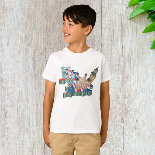 アイコニックLondon Landmarks UKマップ（ブリティッシュ・トラベル） Tシャツ