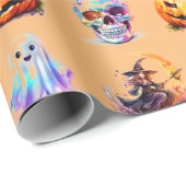 アイコフレンドリーンズグリッドハロウィーンブラックおもしろい休日 ラッピングペーパー (ロールコーナー)