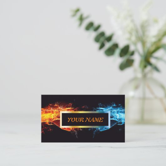 アイコンが付いているカスタムな火nの氷の名刺 名刺 (スタンド正面)