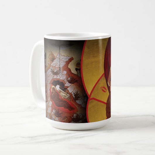 アイコンが付いている正統のクリスマスのマグ コーヒーマグカップ (正面左)