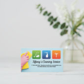 アイコンのクリーニング | 労働者の拭き取り混乱 名刺 (スタンド正面)