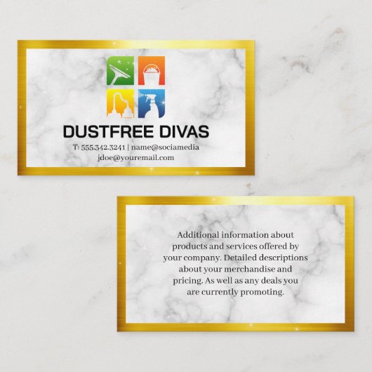 アイコンのクリーニング |大理石 |金ゴールド縁ど |スパークル 名刺 (正面/裏面)