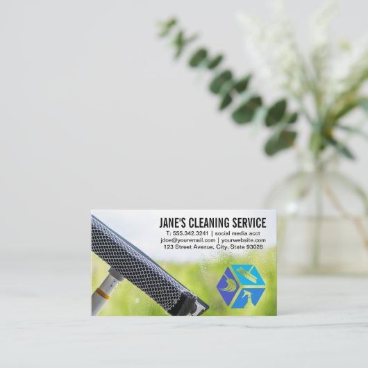 アイコンのクリーニング | 窓のスキージ 名刺 (スタンド正面)