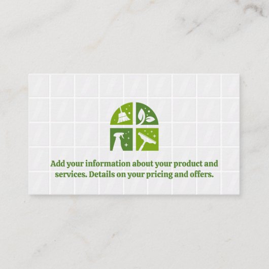 アイコンの緑のクリーニング |浴室タイル 名刺 (裏面)